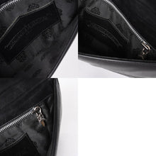 画像をギャラリービューアに読み込む, CHROME HEARTS クロムハーツ レザークラッチバッグ セカンドバッグ オールドモデル CHクロス装飾 ダガー シルバー925 美品 中古 4a001362