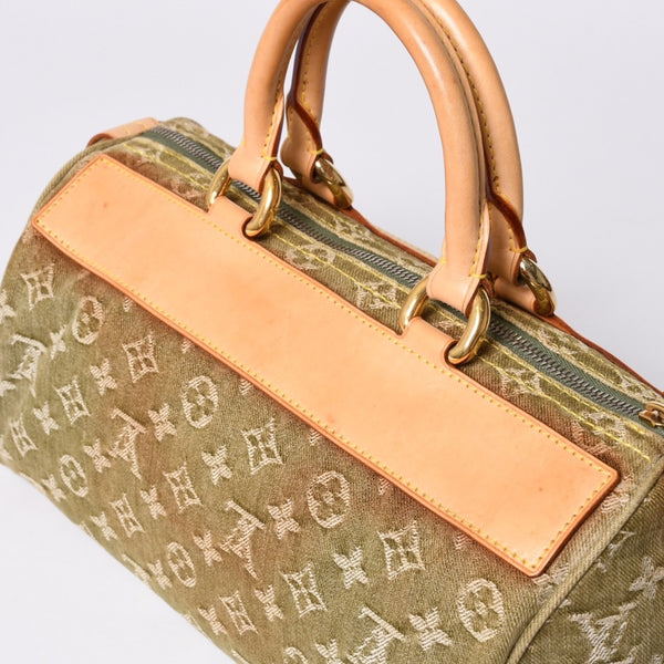 Very Good Condition LOUIS VUITTON Handbag Denim Neo Speedy M95215 Monogram Denim Khaki Gold Hardware Used 4a001422