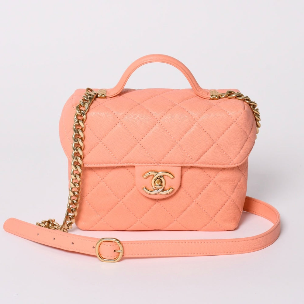 極美品 CHANEL シャネル ヴァニティ チェーンショルダーバッグ 2WAY ランダム番台 ココマーク キャビアスキン ピンク 中古 4a002030