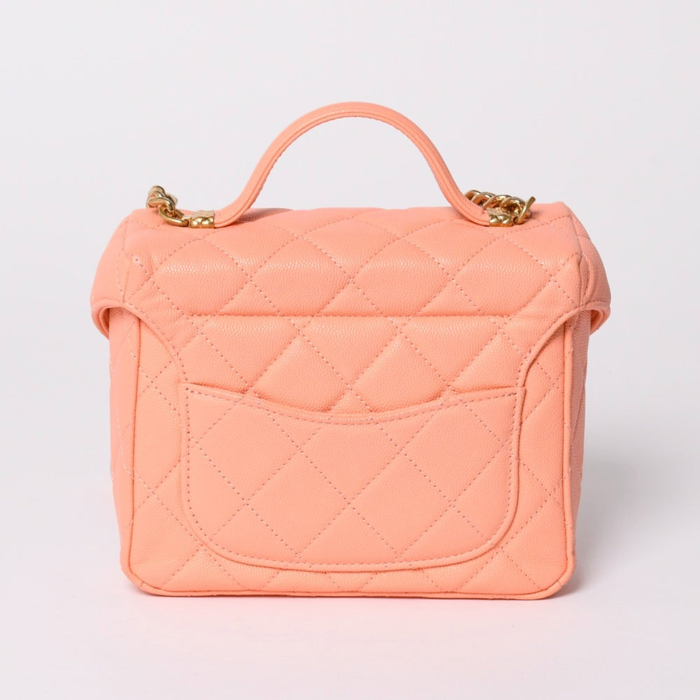 極美品 CHANEL シャネル ヴァニティ チェーンショルダーバッグ 2WAY ランダム番台 ココマーク キャビアスキン ピンク 中古 4a002030