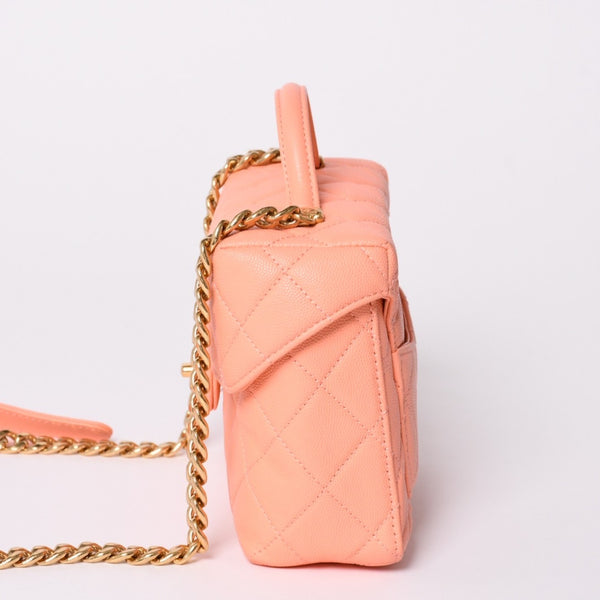 極美品 CHANEL シャネル ヴァニティ チェーンショルダーバッグ 2WAY ランダム番台 ココマーク キャビアスキン ピンク 中古 4a002030