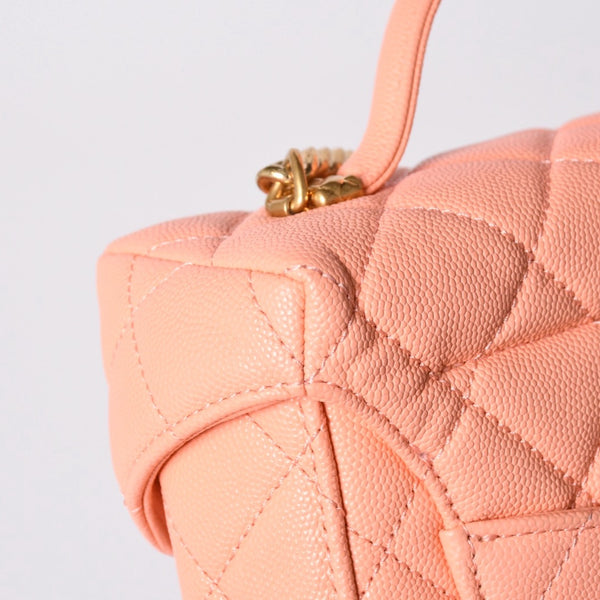 極美品 CHANEL シャネル ヴァニティ チェーンショルダーバッグ 2WAY ランダム番台 ココマーク キャビアスキン ピンク 中古 4a002030