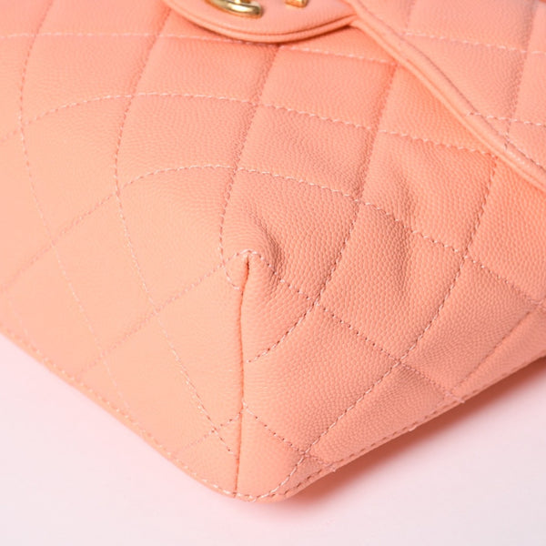 極美品 CHANEL シャネル ヴァニティ チェーンショルダーバッグ 2WAY ランダム番台 ココマーク キャビアスキン ピンク 中古 4a002030