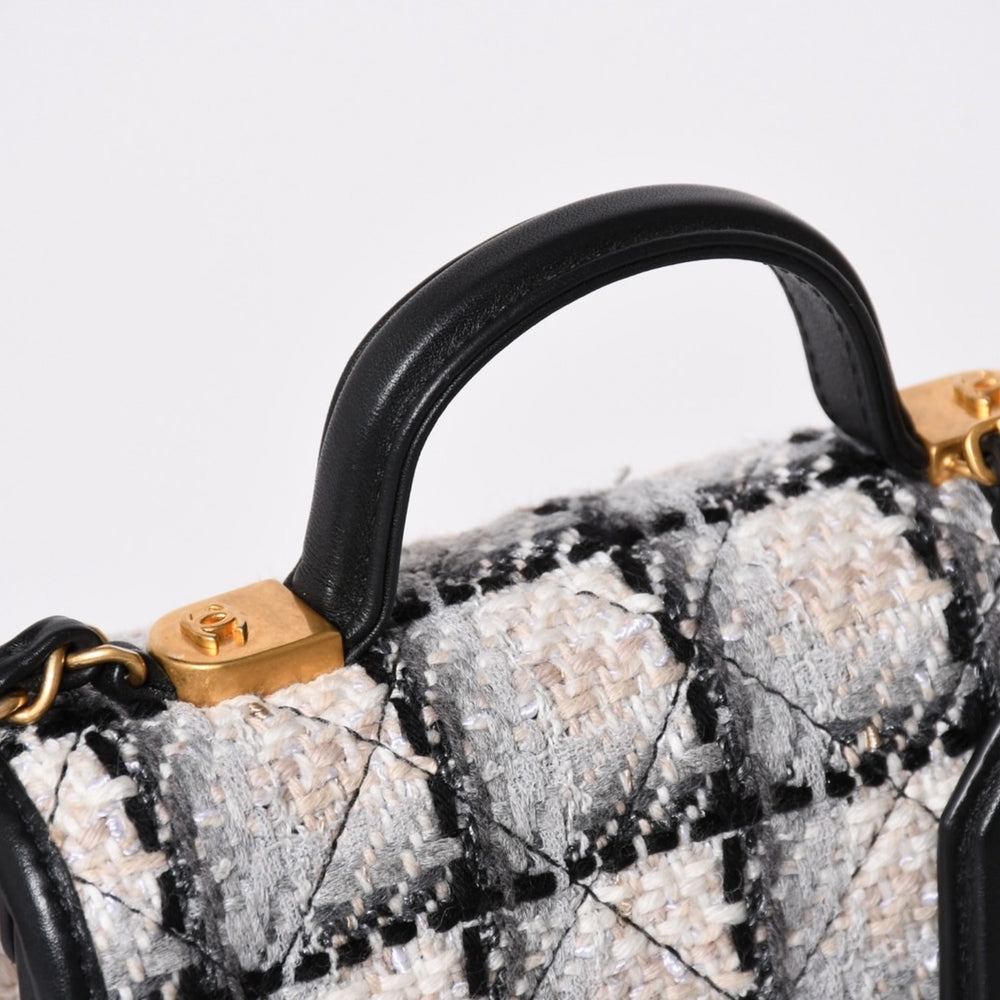 Like new CHANEL Small Top Handle Flap Bag AS3652 Random Number Coco Mark Tweed Leather Multicolor Used 4a001986