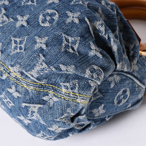 Very Good Condition LOUIS VUITTON Pretty Handbag M95020 Monogram Denim Leather Blue Gold Hardware Good Condition Used 4b001444