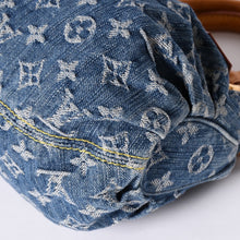画像をギャラリービューアに読み込む, 極美品 LOUIS VUITTON ルイヴィトン プリーティ ハンドバッグ M95020 モノグラム デニム レザー ブルー ゴールド金具 美品 中古 4b001444