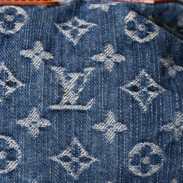 Very Good Condition LOUIS VUITTON Pretty Handbag M95020 Monogram Denim Leather Blue Gold Hardware Good Condition Used 4b001444