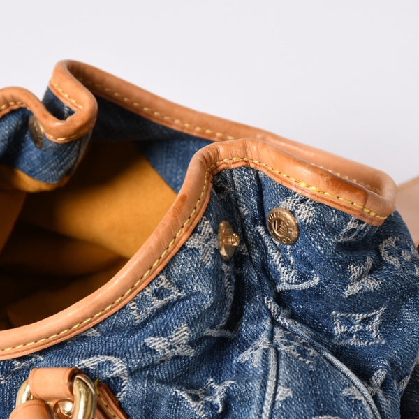 Very Good Condition LOUIS VUITTON Pretty Handbag M95020 Monogram Denim Leather Blue Gold Hardware Good Condition Used 4b001444