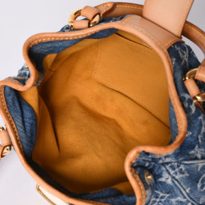 Very Good Condition LOUIS VUITTON Pretty Handbag M95020 Monogram Denim Leather Blue Gold Hardware Good Condition Used 4b001444