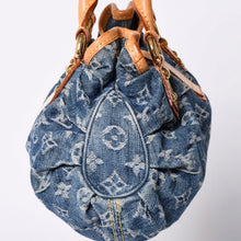 画像をギャラリービューアに読み込む, 極美品 LOUIS VUITTON ルイヴィトン プリーティ ハンドバッグ M95020 モノグラム デニム レザー ブルー ゴールド金具 美品 中古 4b001444