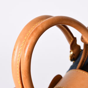 Very Good Condition LOUIS VUITTON Pretty Handbag M95020 Monogram Denim Leather Blue Gold Hardware Good Condition Used 4b001444