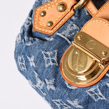 画像をギャラリービューアに読み込む, 極美品 LOUIS VUITTON ルイヴィトン プリーティ ハンドバッグ M95020 モノグラム デニム レザー ブルー ゴールド金具 美品 中古 4b001444