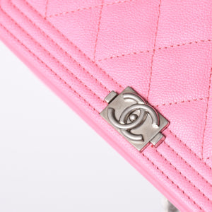 Like new CHANEL Boy Chanel Chain Wallet AP1117 Random Number Coco Mark Caviar Skin Pink Used 4a001448