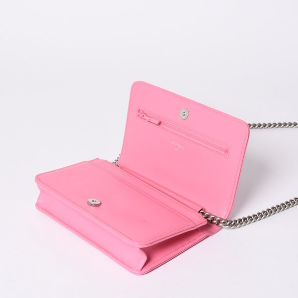 Like new CHANEL Boy Chanel Chain Wallet AP1117 Random Number Coco Mark Caviar Skin Pink Used 4a001448