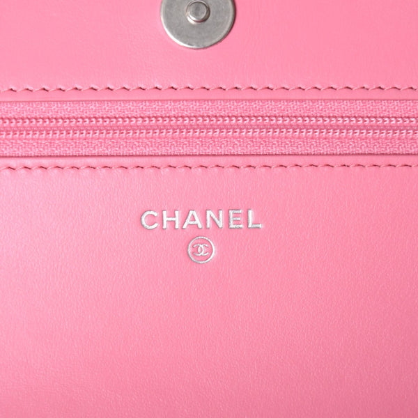 Like new CHANEL Boy Chanel Chain Wallet AP1117 Random Number Coco Mark Caviar Skin Pink Used 4a001448