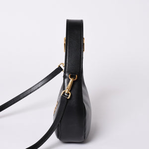 Very good condition MIUMIU shoulder bag handbag hobo 2way 5BP084 leather black gold hardware used 4a001465
