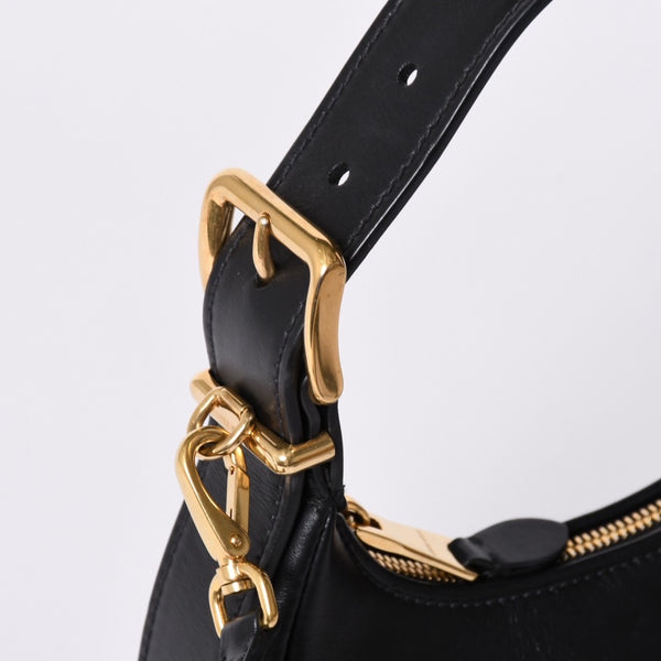Very good condition MIUMIU shoulder bag handbag hobo 2way 5BP084 leather black gold hardware used 4a001465