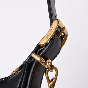 Very good condition MIUMIU shoulder bag handbag hobo 2way 5BP084 leather black gold hardware used 4a001465