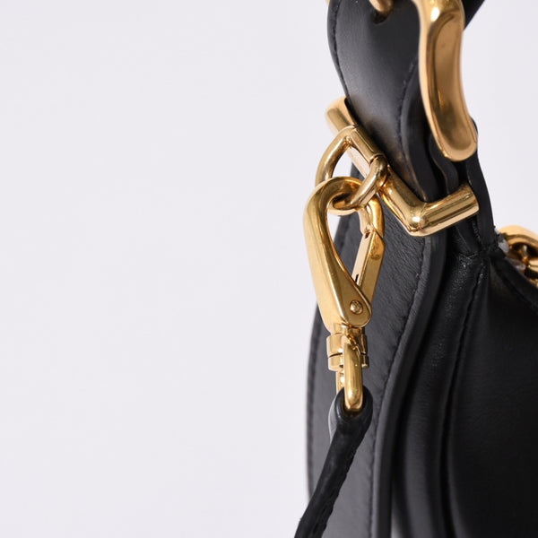 Very good condition MIUMIU shoulder bag handbag hobo 2way 5BP084 leather black gold hardware used 4a001465