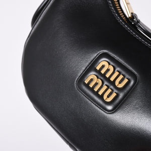 Very good condition MIUMIU shoulder bag handbag hobo 2way 5BP084 leather black gold hardware used 4a001465