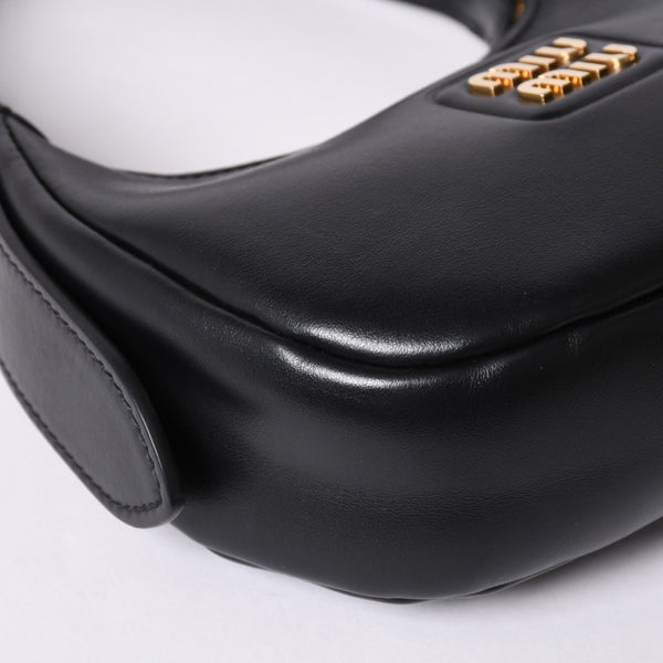 Very good condition MIUMIU shoulder bag handbag hobo 2way 5BP084 leather black gold hardware used 4a001465