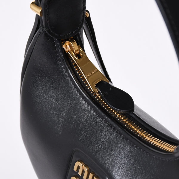 Very good condition MIUMIU shoulder bag handbag hobo 2way 5BP084 leather black gold hardware used 4a001465