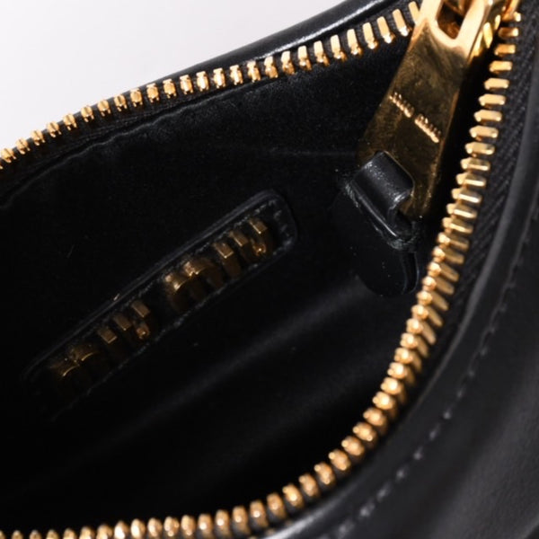 Very good condition MIUMIU shoulder bag handbag hobo 2way 5BP084 leather black gold hardware used 4a001465