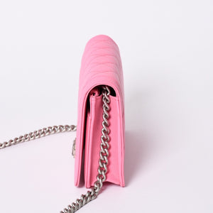 Like new CHANEL Boy Chanel Chain Wallet AP1117 Random Number Coco Mark Caviar Skin Pink Used 4a001448