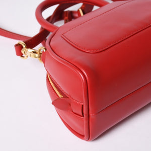 新品同様 MIUMIU ミュウミュウ トップ ハンドル 2WAYバッグ ハンドバッグ レザー レッド ゴールド金具 中古 4a001464
