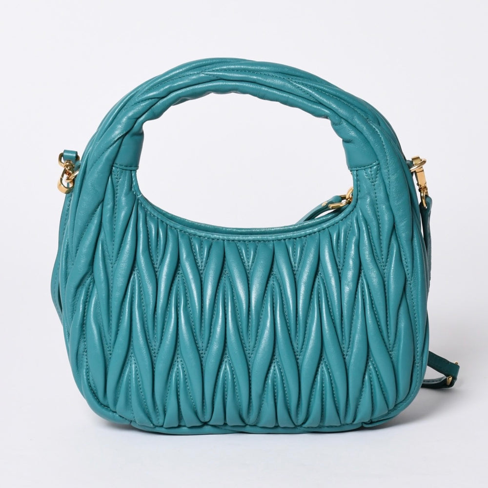 極美品 MIU MIU ミュウミュウ ワンダー マテラッセ ホーボーバッグ ショルダーバッグ 5BC125 ショルダーバッグ グリーン 中古 4a001466