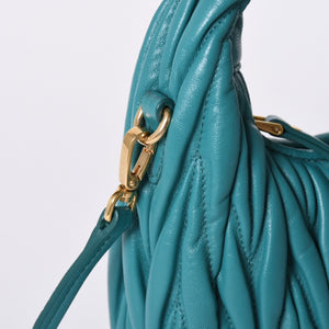 極美品 MIU MIU ミュウミュウ ワンダー マテラッセ ホーボーバッグ ショルダーバッグ 5BC125 ショルダーバッグ グリーン 中古 4a001466