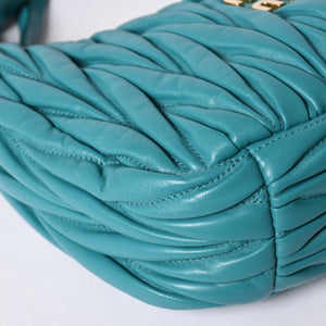 極美品 MIU MIU ミュウミュウ ワンダー マテラッセ ホーボーバッグ ショルダーバッグ 5BC125 ショルダーバッグ グリーン 中古 4a001466