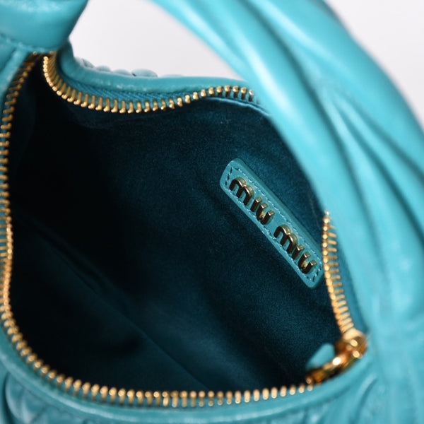 極美品 MIU MIU ミュウミュウ ワンダー マテラッセ ホーボーバッグ ショルダーバッグ 5BC125 ショルダーバッグ グリーン 中古 4a001466