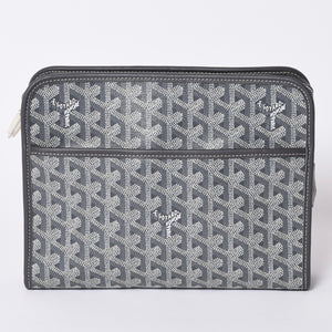New and unused GOYARD Bag Pouch Jouvence Gray/PVC/Leather Silver Hardware 4a001259