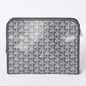 New and unused GOYARD Bag Pouch Jouvence Gray/PVC/Leather Silver Hardware 4a001259