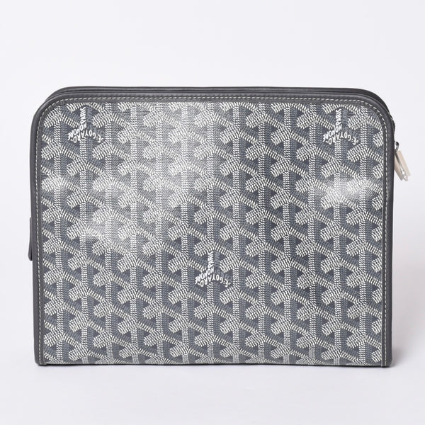 New and unused GOYARD Bag Pouch Jouvence Gray/PVC/Leather Silver Hardware 4a001259