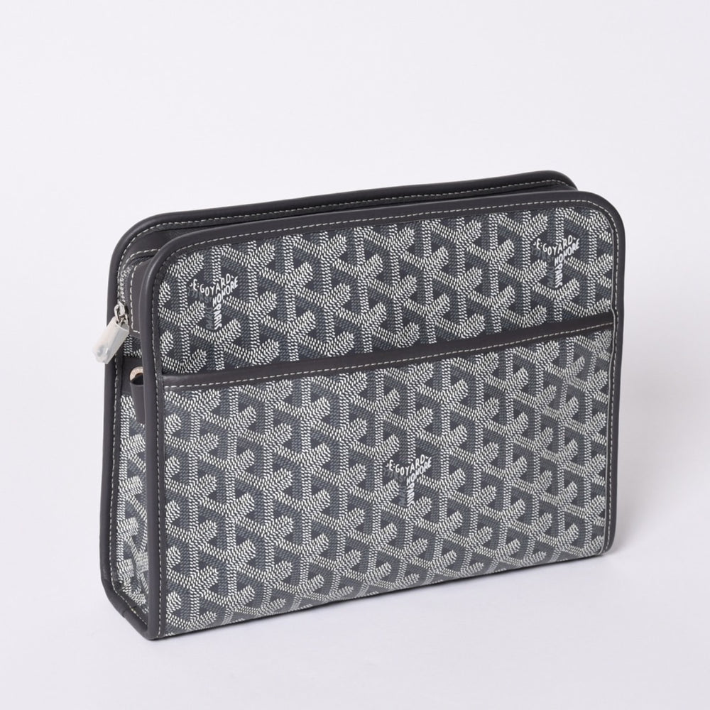 新品未使用 ゴヤール GOYARD バッグ ポーチ ジュバンス Jouvence グレー/PVC/レザー シルバー金具 4a001259