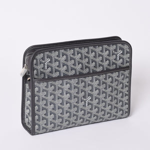 New and unused GOYARD Bag Pouch Jouvence Gray/PVC/Leather Silver Hardware 4a001259
