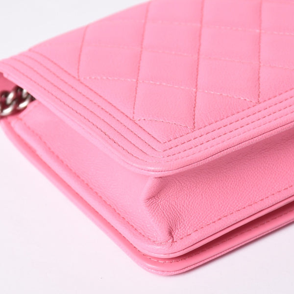 Like new CHANEL Boy Chanel Chain Wallet AP1117 Random Number Coco Mark Caviar Skin Pink Used 4a001448