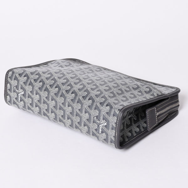 New and unused GOYARD Bag Pouch Jouvence Gray/PVC/Leather Silver Hardware 4a001259