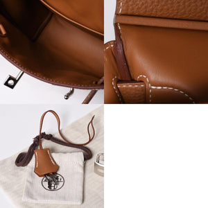 Like new Hermes Kelly Akkad PM W engraved one shoulder bag Brown Silver hardware Used 4a001449