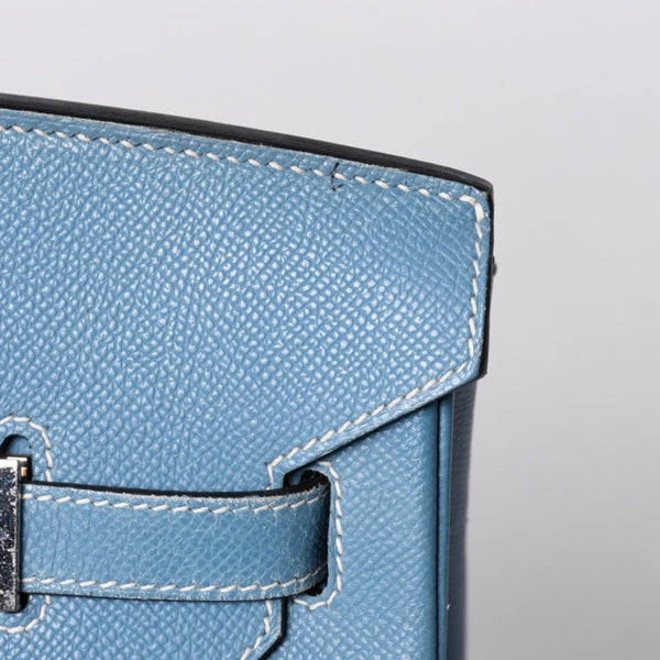Very good condition HERMES BIRKIN Birkin 35 Blue Jean Silver hardware Vaux Epson handbag □J stamp Used 4a001545
