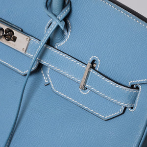 Very good condition HERMES BIRKIN Birkin 35 Blue Jean Silver hardware Vaux Epson handbag □J stamp Used 4a001545