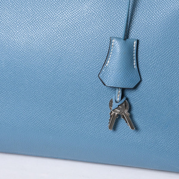 Very good condition HERMES BIRKIN Birkin 35 Blue Jean Silver hardware Vaux Epson handbag □J stamp Used 4a001545
