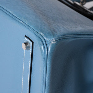 Very good condition HERMES BIRKIN Birkin 35 Blue Jean Silver hardware Vaux Epson handbag □J stamp Used 4a001545