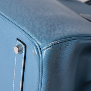 Very good condition HERMES BIRKIN Birkin 35 Blue Jean Silver hardware Vaux Epson handbag □J stamp Used 4a001545