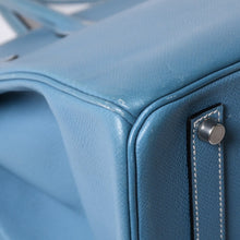 画像をギャラリービューアに読み込む, 極美品 HERMES エルメス BIRKIN バーキン35 ブルージーン シルバー金具 ヴォーエプソン ハンドバッグ □J刻印 中古 4a001545