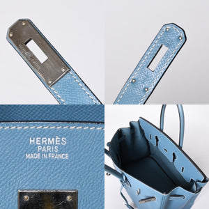 Very good condition HERMES BIRKIN Birkin 35 Blue Jean Silver hardware Vaux Epson handbag □J stamp Used 4a001545