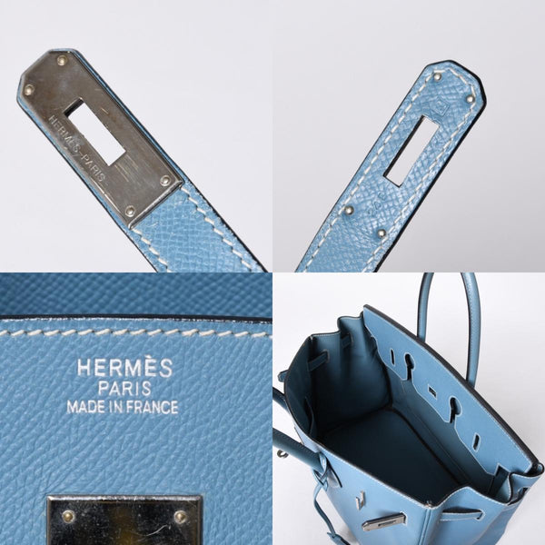 Very good condition HERMES BIRKIN Birkin 35 Blue Jean Silver hardware Vaux Epson handbag □J stamp Used 4a001545