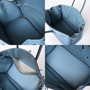 Very good condition HERMES BIRKIN Birkin 35 Blue Jean Silver hardware Vaux Epson handbag □J stamp Used 4a001545
